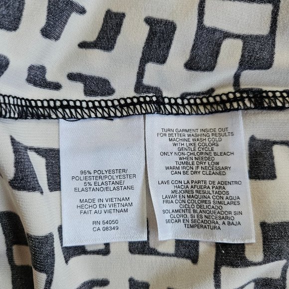Anne Klein Women's Black and White Pattern Long Sleeves Round-Neck Wrap Dress L - Picture 8 of 9